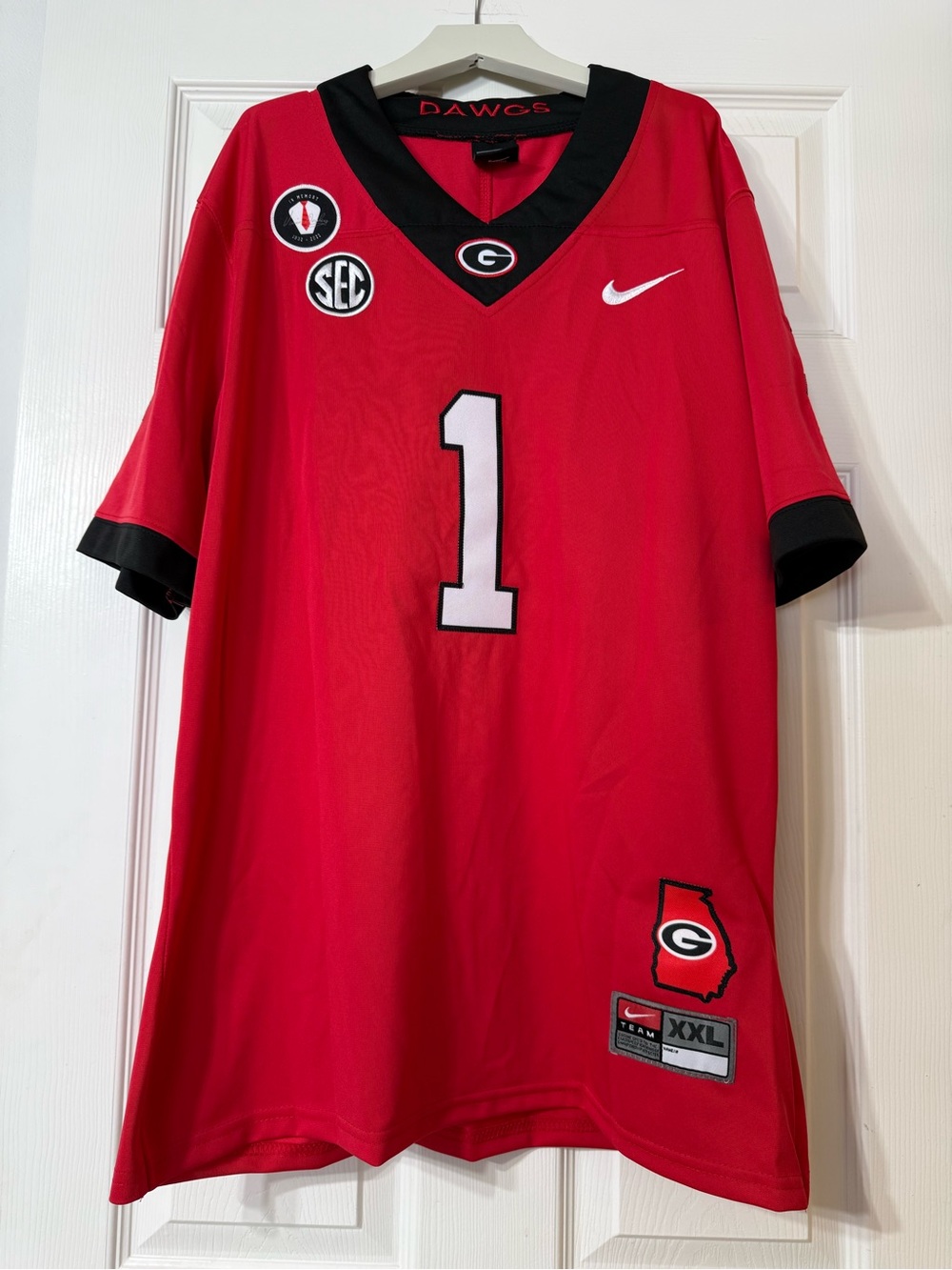 NWOT Nike Georgia Bulldogs #1 Red & Black Women’s Jersey Size XXL